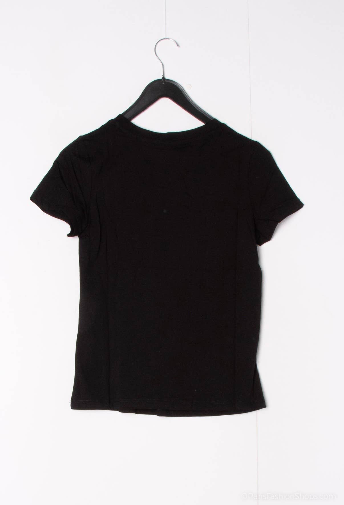 Einfaches kurzärmeliges Baumwoll‑T‑Shirt mit Rundhalsausschnitt: Schwarz / SM