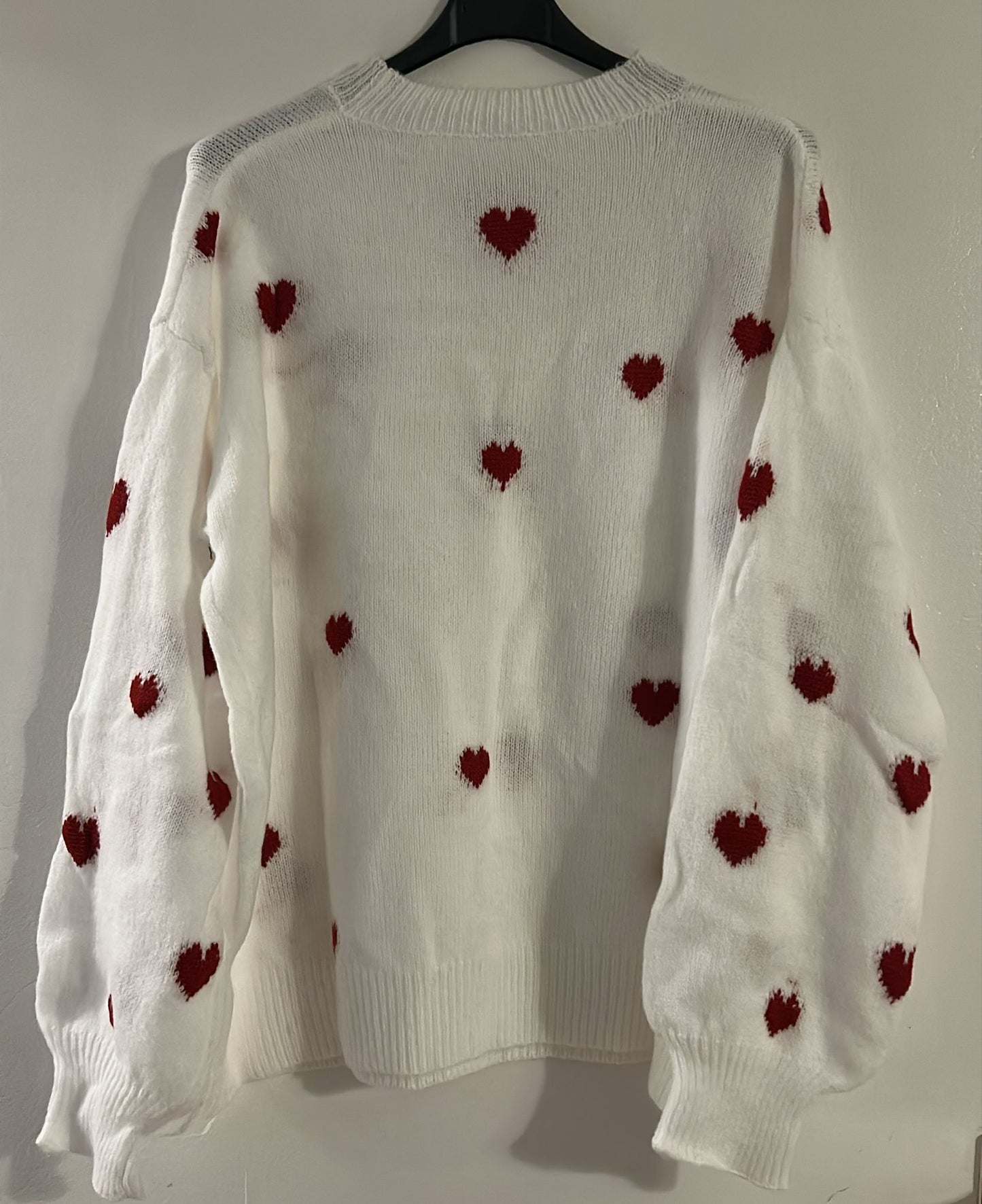 Herzchen Cozy Knit – Weiß/Rot