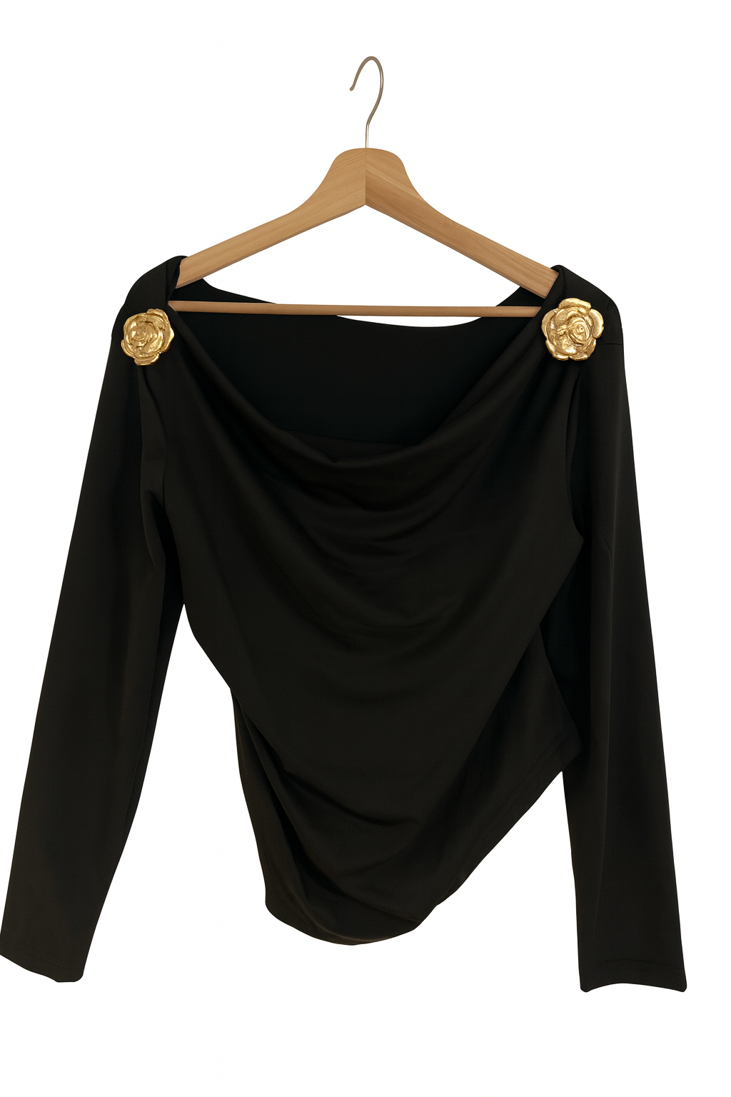 Elegante Drapierte Bluse „Golden Charm“