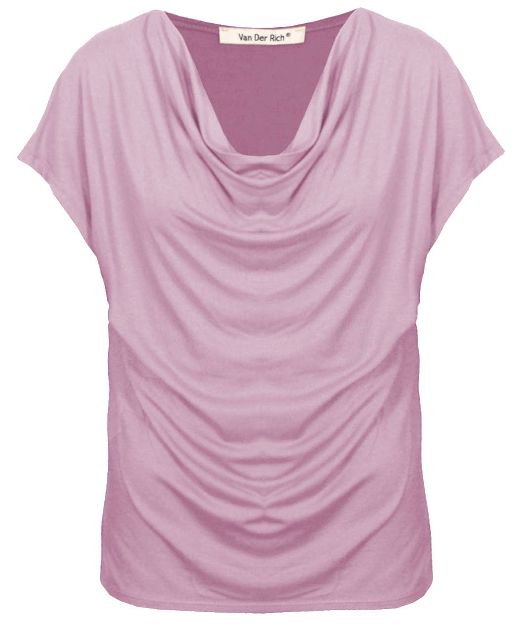 T-Shirt mit Wasserfallausschnitt, kurzärmelig: Rosa / M