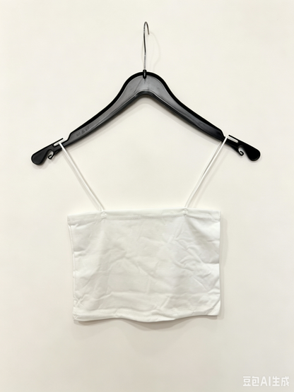 Bustier-Crop-Top mit dünnem Träger: Weiß / Eine Größe