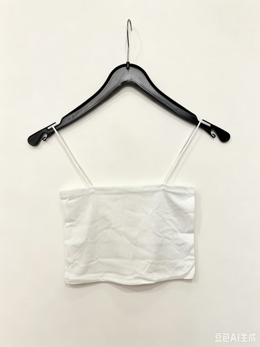 Bustier-Crop-Top mit dünnem Träger: Weiß / Eine Größe