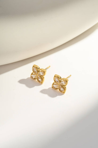 COSMOS Kleeblatt Schmuck-Set aus Stahl: Kette, Armband und Ohrringe in Gold