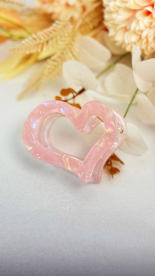 Herz-Haarclip Rosa / Synthetisch