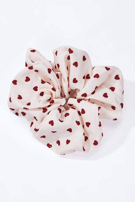 Weißer Haargummi mit kleinem Herzchenmuster 12 cm Weiß / 100% POLYESTER