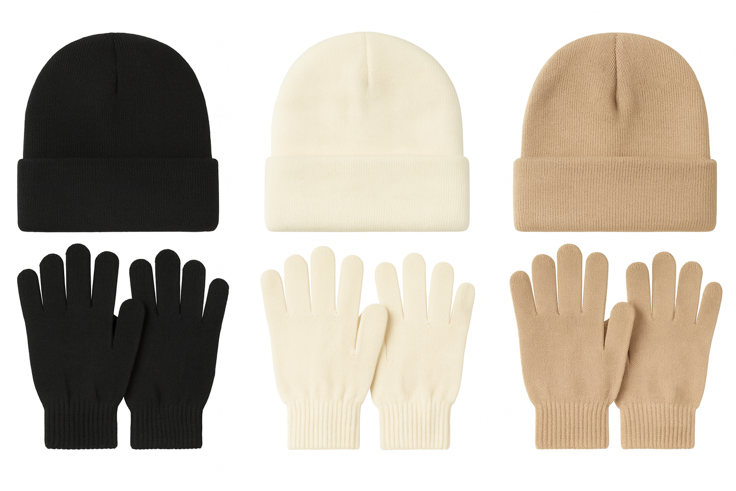 Strick Winter-Set – Mütze & Handschuhe (Unisex)