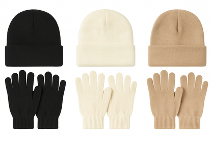 Strick Winter-Set – Mütze & Handschuhe (Unisex)