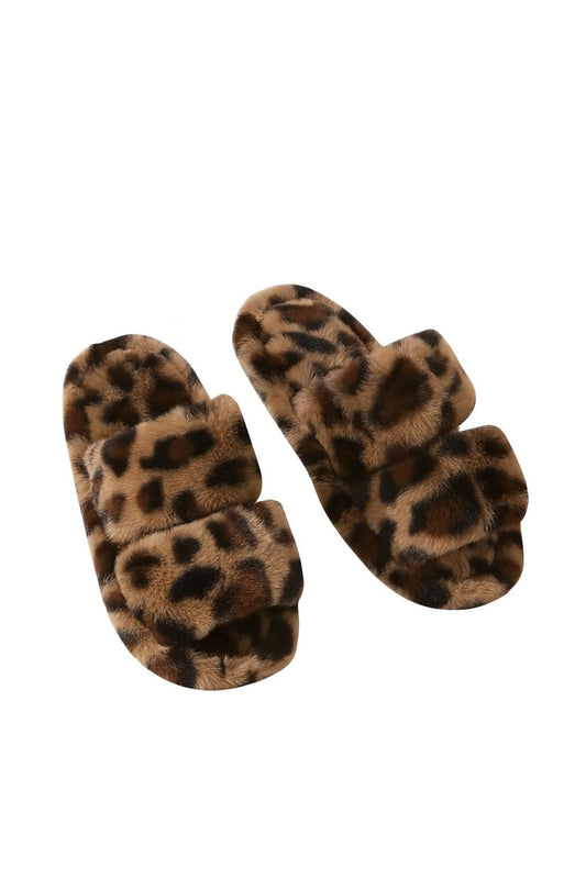 Flauschige Leopard Slipper – Kuschelige Hausschuhe mit Felloptik