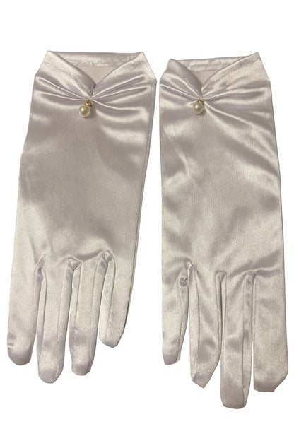 Elegante Satin-Handschuhe mit Perlendetail