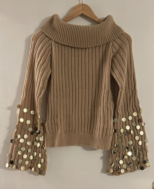 „Glam Knit – Pullover mit Paillettenärmeln“