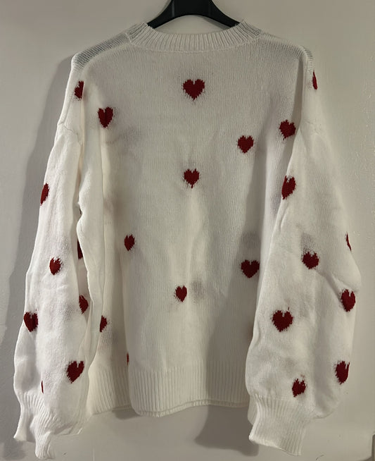 Herzchen Cozy Knit – Weiß/Rot