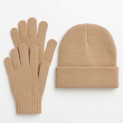 Strick Winter-Set – Mütze & Handschuhe (Unisex)