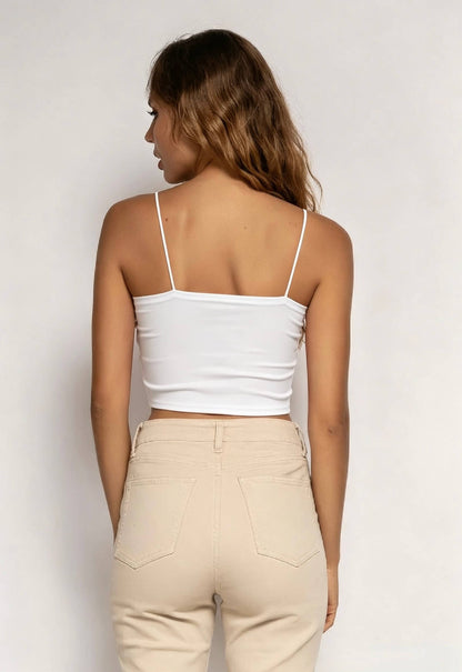 Bustier-Crop-Top mit dünnem Träger: Weiß / Eine Größe