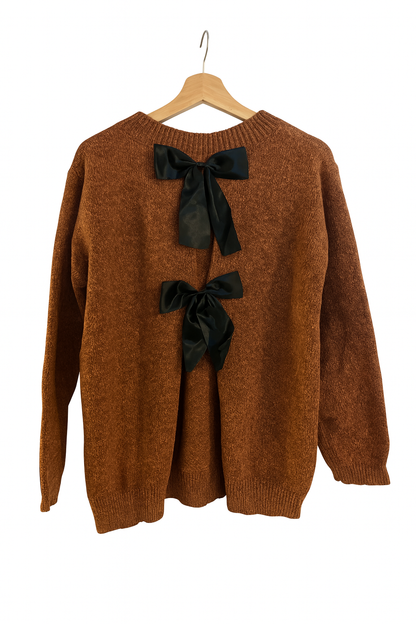 Pullover „Elegant Bow“ – Braun