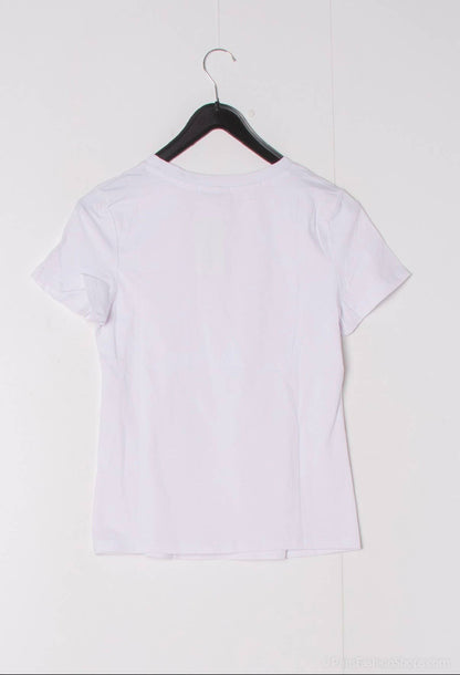 Einfaches kurzärmeliges Baumwoll‑T‑Shirt mit Rundhalsausschnitt: Weiß / SM