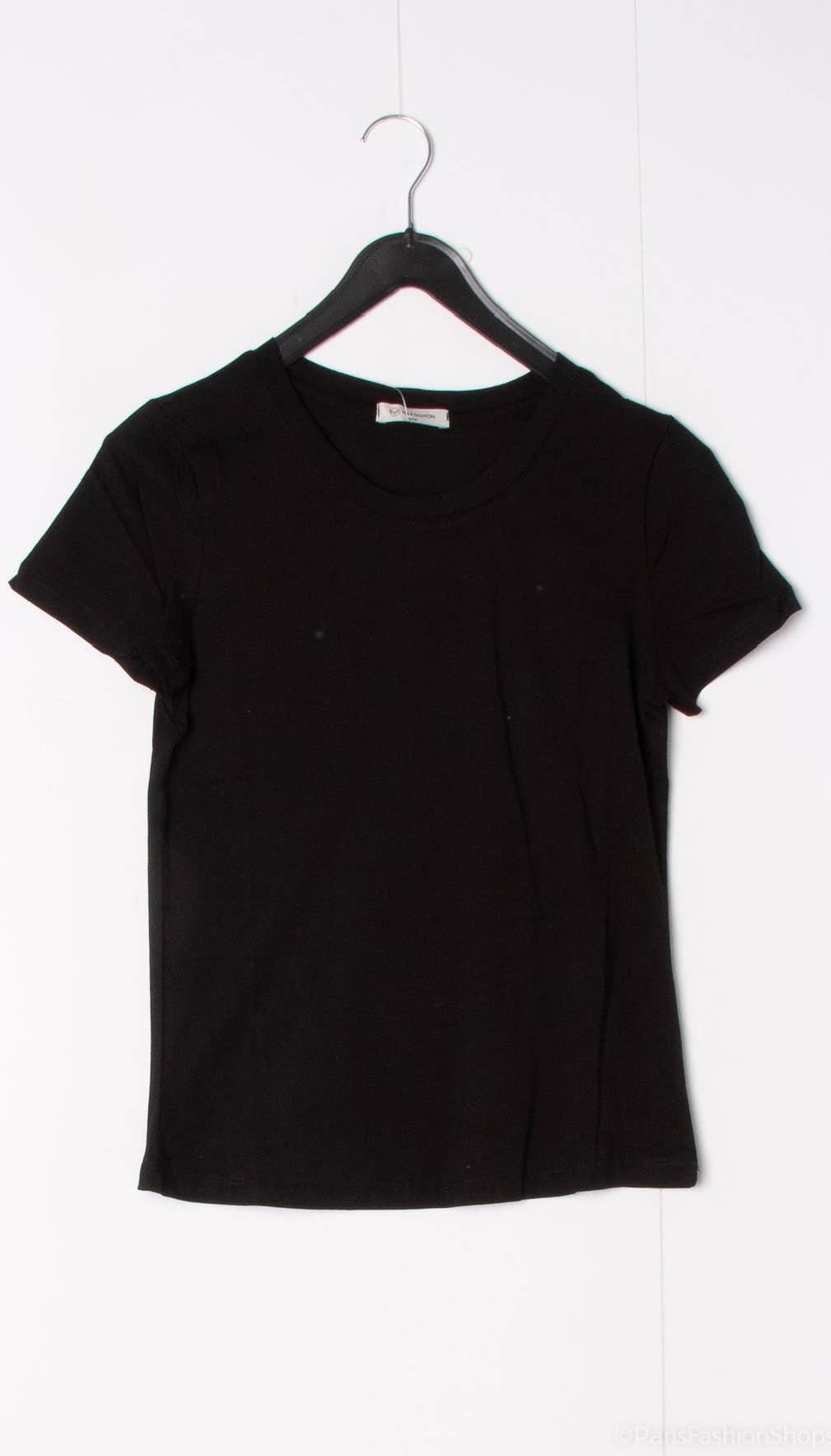Einfaches kurzärmeliges Baumwoll‑T‑Shirt mit Rundhalsausschnitt: Schwarz / SM
