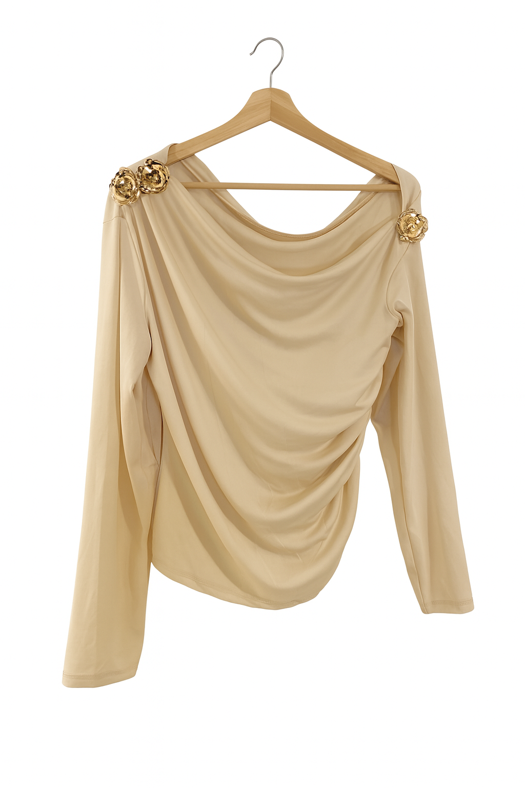 Elegante Drapierte Bluse „Golden Charm“
