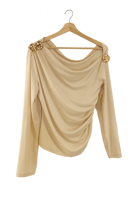Elegante Drapierte Bluse „Golden Charm“