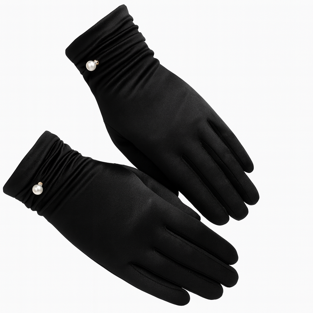 Elegante Satin-Handschuhe mit Perlendetail