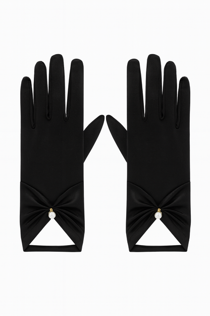 Elegante Satin-Handschuhe mit Perlendetail