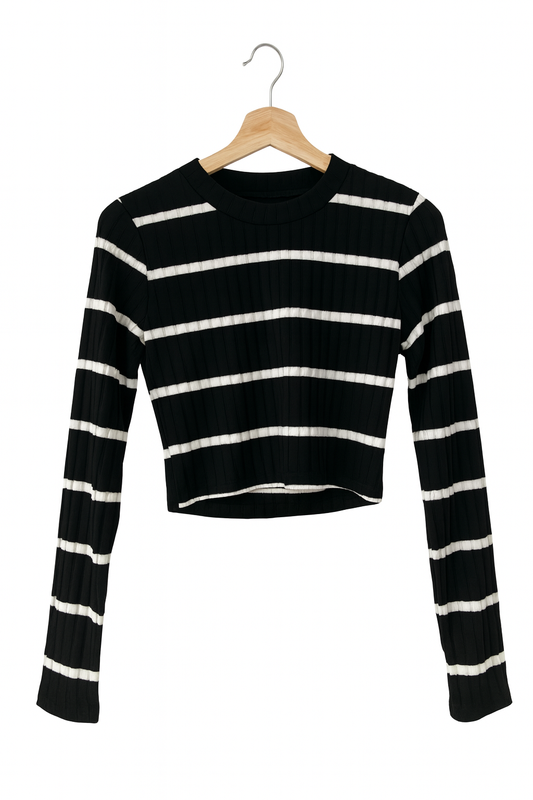 Cropped Longsleeve „Classic Stripes“